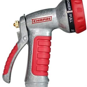 Chapin 4610 Professional Heavy Duty Galvanized Steel 7-way Spray Nozzle With Ergonomic Rubber Grip, Black/Red