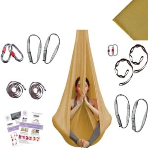 aum active Aerial Yoga Hammock Kit Set - Durable Aerial Silk with Replacement Fabric, Extension Straps, Carabiners, and Pose Guide - Aerial Silks for Home, Antigravity Yoga, Inversion Exercises, Yoga