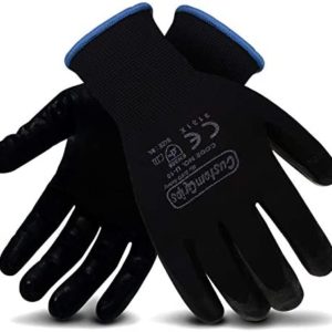 CUSTOMGRIPS BY SISO SAFETY Impact Resistant Work Gloves, Black Nylon Liner, Ultra-Thin Breathable Polyurethane (PU) Palm Coated Gloves, Superior Grip for Wet and Dry Environments [U10, Medium, 12 Pairs]