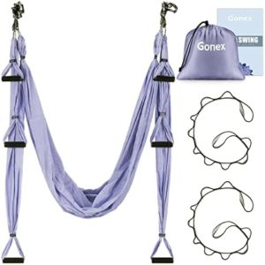 Gonex Aerial Yoga Swing Set, Yoga Hammock Sling Kit Fitness Inversion Swing Ceiling Hanging with Extension Straps and Instruction for Beginners Adults and Kids