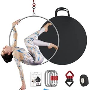 Teapai Aerial Hoop Set - Professional Aerial Lyra Hoop Equipment - Fully Strength Tested 500lbs Aerial Ring with Rigging Kit, Tape, Storage Bag