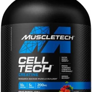 Creatine Monohydrate Powder | MuscleTech Cell-Tech Creatine Powder | Post Workout Recovery Drink | Muscle Builder for Men & Women | Musclebuilding Creatine Supplements | Fruit Punch, 6 lbs (56 Serv)