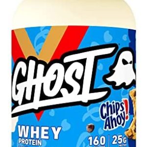 GHOST WHEY Protein Powder, Chips Ahoy! - 2lb, 25g of Protein - Whey Protein Blend - ­Post Workout Fitness & Nutrition Shakes, Smoothies, Baking & Cooking - Cookie Pieces Inside