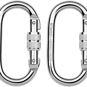 Paliston 25kN O Shape Steel Climbing Carabiner Oval Locking Carabiner for Rock Climbing Hammock Aerial Dance and Swing Set