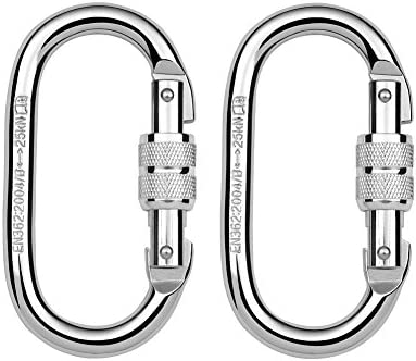Paliston 25kN O Shape Steel Climbing Carabiner Oval Locking Carabiner for Rock Climbing Hammock Aerial Dance and Swing Set