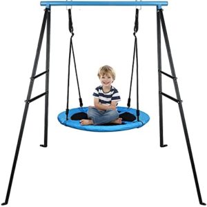 A-Frame Swing Stand Heavy Duty Metal Swing Frame Outdoor Hold up to 440lbs Fits for Most Swings,Saucer Swing Yoga Swing Stand, Sky Blue, 73 inches