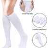 Senker 4 Pairs Women's Cotton Knee High Socks, Casual Solid Knit Knee Socks - Image 2