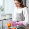 Wahoo 3 Pairs PVC Dishwashing Cleaning Gloves, Skin-Friendly, Reusable Kitchen Gloves with Cotton Flocked Liner, Non-Slip, Small - Image 3