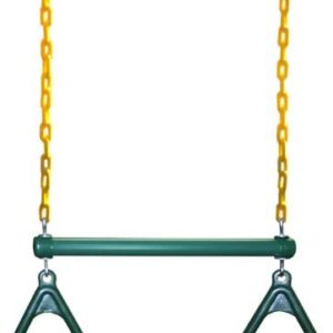 Eastern Jungle Gym Trapeze Bar and Gym Rings | Large Trapeze Bar- 20” with Coated 43” Chains | Playground Trapeze Bar and Rings