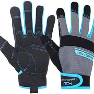 HANDLANDY Work Gloves Men & Women, Utility Mechanic Working Gloves Touch Screen, Flexible Breathable Yard Work Gloves (Large, Grey)