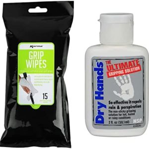 Dry Hands Ultimate Gripping Solution (2oz) Karma Golf Grip Cleaning Wipes (15 Pack) Bundle by Specialty Golf Products ®