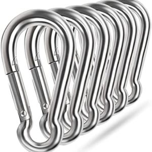 5 Inch 4 Inch Large Spring Snap Hooks, Ekunbuy Heavy Duty Rope Connector 304 Stainless Steel Hook Spring Clips Link Buckle 1/2 3/8 Clip for Hammock Swing Outdoor Travel
