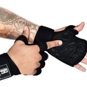 RIMSports Ventilated Weight Lifting Gloves with Wrist Support , Full Palm Protection Workout Gloves with Extra Grip, Great for Pull Ups, Cross Training, Fitness, WODs & Weightlifting for Men & Women