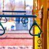 Eastern Jungle Gym Trapeze Bar and Gym Rings | Large Trapeze Bar- 20” with Coated 43” Chains | Playground Trapeze Bar and Rings - Image 2