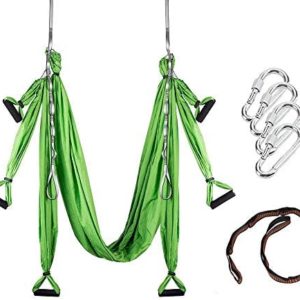 MQSS Aerial Trapeze Yoga Swing - Yoga Hammock/Sling/Inversion Tool Gym Strength Antigravity Yoga Hammock - Inversion Trapeze Sling Exercise Equipment Green