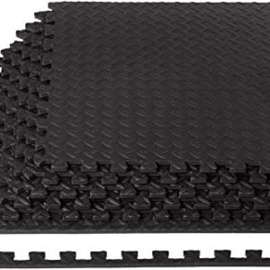 Amazon Basics Foam Interlocking Exercise Gym Floor Mat Tiles - 6-Pack, 24 x 24 x .5 Inch Tiles (24 sqft)