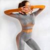 EUYZOU Womens High Waisted Workout Sets 2 Piece - Seamless Sports Legging Crisscross Bra Yoga Gym Outfits - Image 3