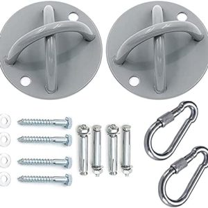 Ceiling Set of 2 Mount Brackets for Gym & Home | Suspension Straps X Mounts | Anchor for Olympic Rings | Fitness Training | Yoga Swing | Battle Ropes | Resistance Band & Boxing Equipment | Aerial Yoga