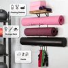 Yoga Mat Holder Wall Mount Yoga Mat Storage Home Gym Accessories with Wood Floating Shelves and 4 Hooks for Hanging Foam Roller and Resistance Bands at Fitness Class or Home Gym - Image 2