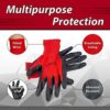SAFE HANDLER Nitrile Grip Work Gloves | Lightweight, Breathable Lining, Fitted Wrist, Non-Slip Grip, Abrasion Resistant, Red/Black, OSFM, Pack of 12 Pairs (24 gloves) - Image 3