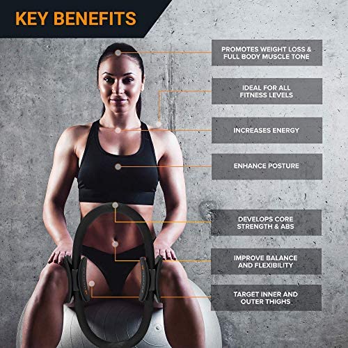 Pilates Ring Circle, Yoga Ring Inner Thigh Exercise Equipment for Women & Men, Pilates Equipment for Home Workouts, Magic Circle Pilates Ring Inner Thigh Toner, Fitness Ring with Wall Poster & Bag - Image 5