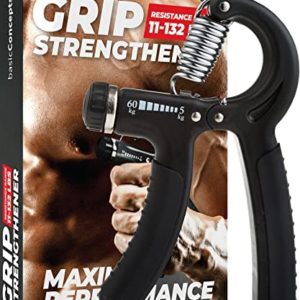 Grip Strength Trainer (Adjustable), Hand Grip Strengthener, Forearm Exerciser, Finger Strengthener Trainer (11 to 132 LB), Wrist Forearm Grip Workout - Home Gym Exercise Equipment, Workout for Home