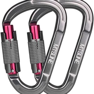 MTSLINE D Ring Climbing Carabiner 25KN Heavy Duty Auto Locking Large Strong,Frosted Grey,7075 Lightweight, Indoor Toprope/Rock Climbing, Ascending, Descending, Rappelling, Rigging Equipment,2/3 Pack