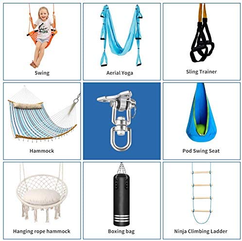 ROPECUBE 180°+ 360°Rotate Swing Hangers, 304 Stainless Steel for Maximum Load 1200lbs, Indoor Outdoor Swing Hardware for Tire Swing Kit Saucer Swing Playground Accessories Hammock Chair Swing (2PCS) - Image 6