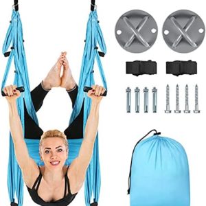 Aerial Yoga Flying Yoga Swing Yoga Hammock Sling Inversion Tool for Gym Home Fitness (with Ceiling Anchors)