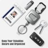 ELV Retractable ID Badge Holder, Heavy Duty Metal Body, Strong Cord, Carabiner and Key Chain, 28 inch Wire Extension, Hold Up to 15 Keys and Tools [1 Pack] - Image 2