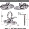 BeneLabel Set of 2 Permanent Antirust Stainless Steel 304 Heavy Duty Swing Hangers, 2000 LB Capacity, 4 Wood Screws for Wooden Beam, Yoga Hammock Chair Sandbag, Swing Sets, 180° Swing - Image 7