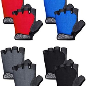 4 Pairs Kids Half Finger Cycling Gloves Non-Slip and Breathable Fingerless Sport Gloves Reduce Vibration Gloves for Outdoor Sports Riding Biking