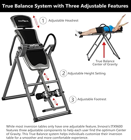 Innova Inversion Table with Adjustable Headrest, Reversible Ankle Holders, and 300 lb Weight Capacity - Image 3