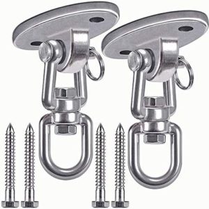 SELEWARE Swing Hangers Permanent Antirust SUS304 Stainless Steel Heavy Duty 360° Swivel Swing Set Brackets, 2000 lb Capacity Playground Porch Swing Set Chair Yoga Hammock Rope Tire Pod (2 Pack)