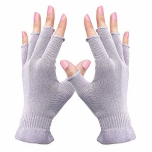 MIG4U Fingerless Moisturizing Beauty Gloves Half Finger Touchscreen Glove for SPA, Eczema, Dry Hands, Cosmetic Treatment, Summer Sun UV Protection Pale Purple，1 Pairs S/M