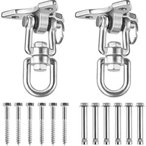 ROPECUBE 180°+ 360°Rotate Swing Hangers, 304 Stainless Steel for Maximum Load 1200lbs, Indoor Outdoor Swing Hardware for Tire Swing Kit Saucer Swing Playground Accessories Hammock Chair Swing (2PCS)