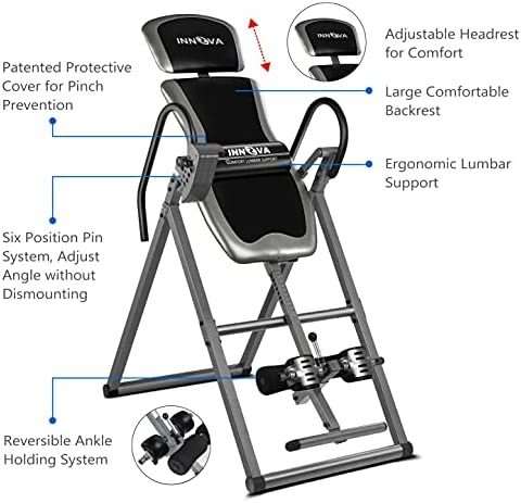 Innova Inversion Table with Adjustable Headrest, Reversible Ankle Holders, and 300 lb Weight Capacity - Image 2