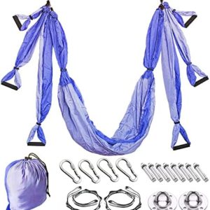 HISSEN MILE Yoga Swing, Yoga Hammock Set Include 2 Extensions Straps and 2 Ceiling Mounting Kits