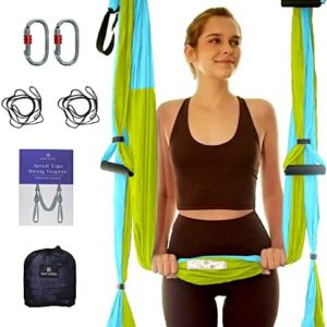 aum active Yoga Swing Set - Aerial Yoga Swing with Extension Straps, Carabiners, and Pose Guide - Aerial Yoga Hammock Inversion Tool - Yoga Swing for Indoor and Outdoor Use