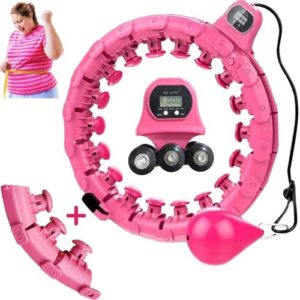 FORVEES Smart Weighted Hula Hoop for Adults Weight Loss with Counter – Effective Waist Trainer for Plus Size Adults 52in – 24+3 Detachable Knots Infinity Hoop – 2 in 1 Massage Exercise Equipment