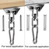 GEHARTY Swing Hangers, Innovative 1100 LB Capacity Stainless Steel 304S Swivel Hooks 360° Rotate for Concrete and Wooden, Hammock Hooks for Playground Porch Trapeze Yoga Swing Punching Bag(2 Pack) - Image 4
