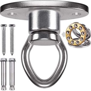 SELEWARE Heavy Duty Bearing Swing Hanger, 360° Rotate Swing Swivel Hook with Screws for Wooden and Expansion Bolts for Concrete, Indoor Outdoor Hammock Porch Chair Tire Swing Set