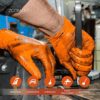 GLOVEWORKS HD Orange Nitrile Disposable Gloves, 8 Mil, Latex and Powder Free, Industrial, Food Safe, Raised Diamond Texture - Image 6