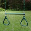 Gorilla Playsets 04-0006-G/G 18" Trapeze Bar Assembly with Rings - Green Bar, Rings, 36.5" Plastisol Coated Chains - Image 2