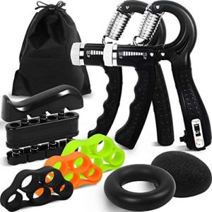 Hand Grip Exerciser Strengthener Kit - 8 Pack Hand Grip Trainer, Include Grip Strengthener, Finger Stretcher, Grip Strength Ring, Finger Exerciser, Stress Relief Ball, for Muscle Build and Recovery