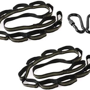 5ft Aerial Yoga Swing Trapeze Hammock Extension Straps for Fitness Exercise, Multi-Loop Climber Strength Daisy Chains Include 2 Safty Carabiners