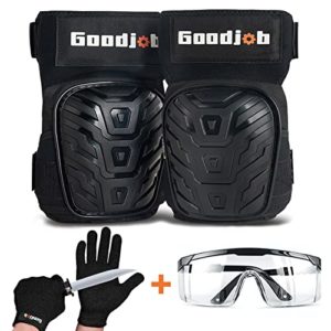 Knee Pads for Work 3-in-1 Set - Goodjob Gel Knee Pads with Cut Resistant Gloves and Safety Goggles - Thick Foam Cushion and Non-Slip Straps - Ideas Gifts for Men or Woman