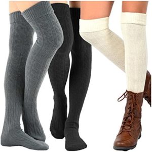 Fashion Socks Long Thigh Highs, Over the Knee Highs, Knee Highs Women Girls Cotton Slouchy Boot Socks