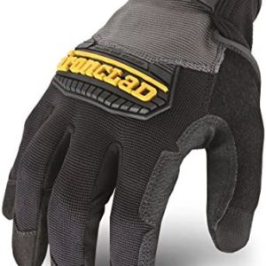Ironclad Heavy Utility Work Gloves HUG, High Abrasion Resistance, Performance Fit, Durable, Machine Washable, Black & Grey Large