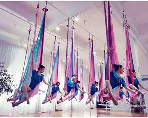 Multicolour Aerial Anti-Gravity Yoga Hammock Swing Flying Yoga Bed Bodybuilding Gym Fitness Equipment Inversion Trapeze (Color : B, Size : 5m) - Image 3